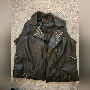Faux leather studded vest